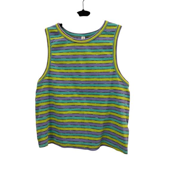 Anthropologie Ribbed Racer Striped Tank Top Sleeveless Printed XL Boho Sporty - Picture 12 of 12